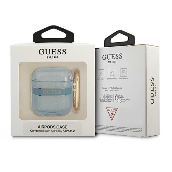 Etui Guess Strap Collection na AirPods 1/2 - niebieskie