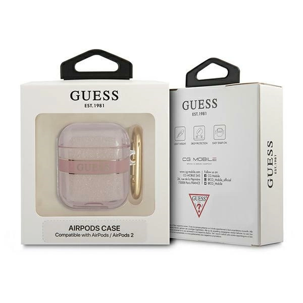 Etui Guess Strap Collection na AirPods 1/2 - różowe