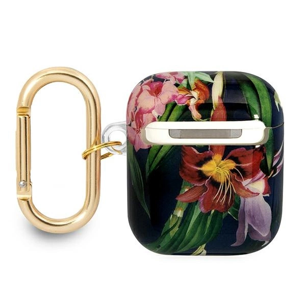 Etui Guess Flower Strap Collection na AirPods 1/2 - niebieskie