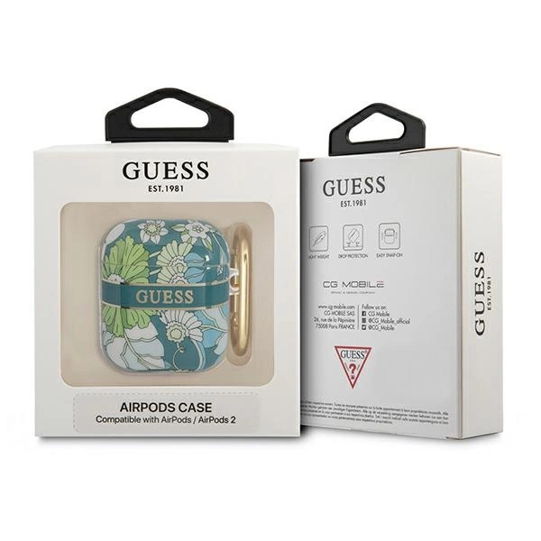 Etui Guess Flower Strap Collection na AirPods 1/2 - zielone