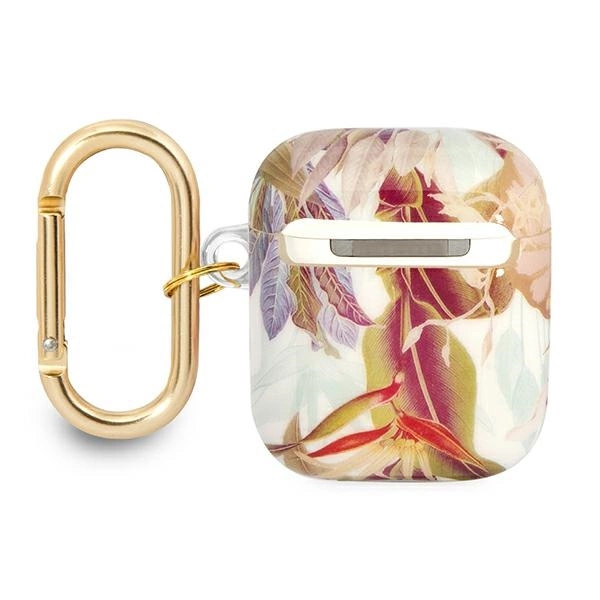 Etui Guess Flower Strap Collection na AirPods 1/2 - fioletowe