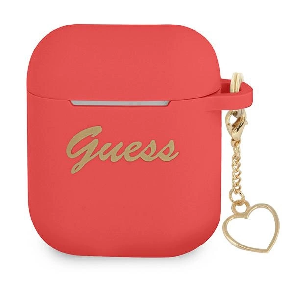 Etui Guess Silicone Charm Heart Collection na AirPods 1/2 - czerwone