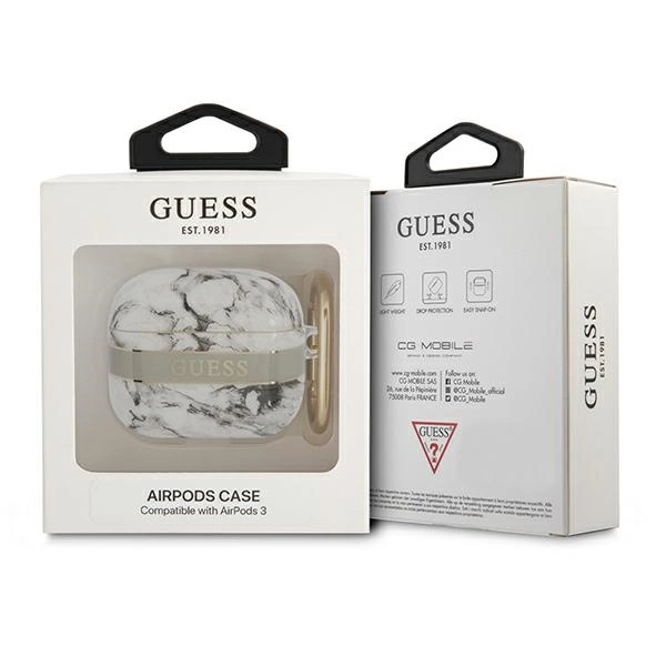 Etui Guess Marble Strap Collection na AirPods 3 cover - szare