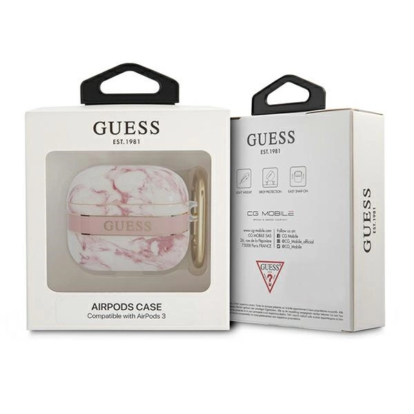 Etui Guess Marble Strap Collection na AirPods 3 cover - różowe