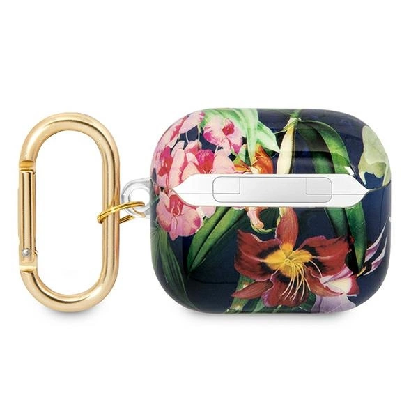 Etui Guess Flower Strap Collection na AirPods 3 cover - niebieskie