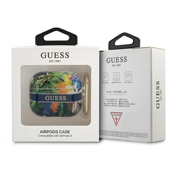Etui Guess Flower Strap Collection na AirPods 3 cover - niebieskie