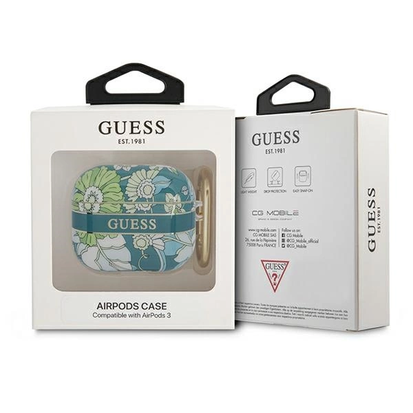 Etui Guess Flower Strap Collection na AirPods 3 cover - zielone