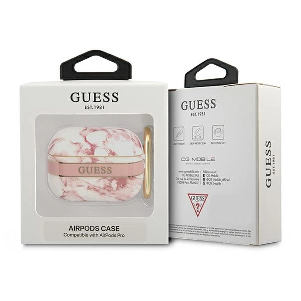 Etui Guess Marble Strap Collection na AirPods Pro - różowe