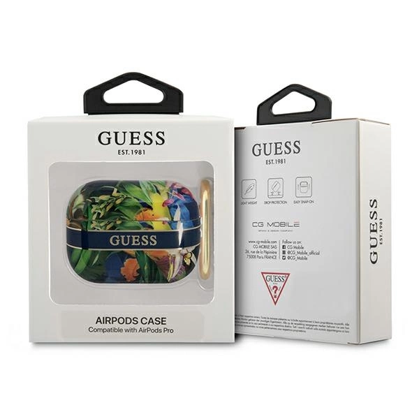 Etui Guess Flower Strap Collection na AirPods Pro - niebieskie