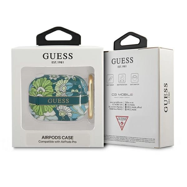 Etui Guess Flower Strap Collection na AirPods Pro - zielone