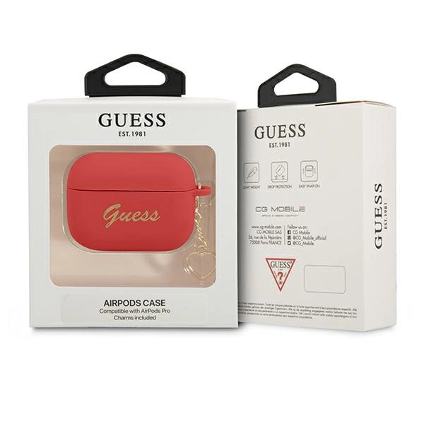 Etui Guess Silicone Charm Heart Collection na AirPods Pro - czerwone