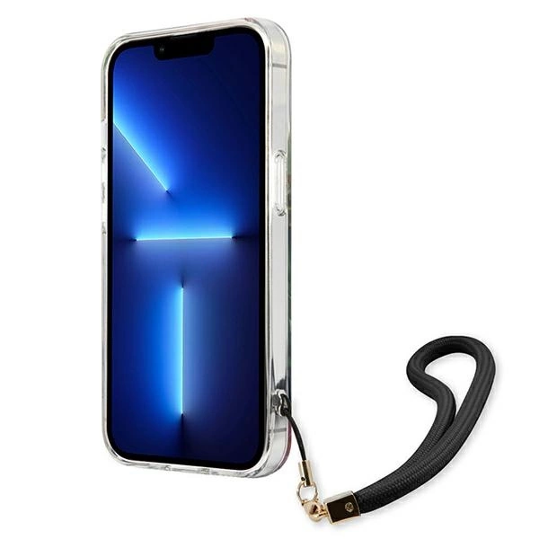 Etui Guess Flower Strap na iPhone 13 Pro / iPhone 13 - niebieskie