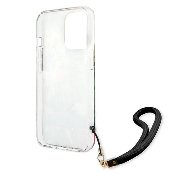Etui Guess Flower Strap na iPhone 13 Pro / iPhone 13 - niebieskie