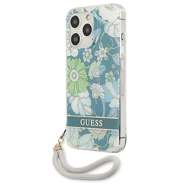 Etui Guess Flower Strap na iPhone 13 Pro / iPhone 13 - zielone