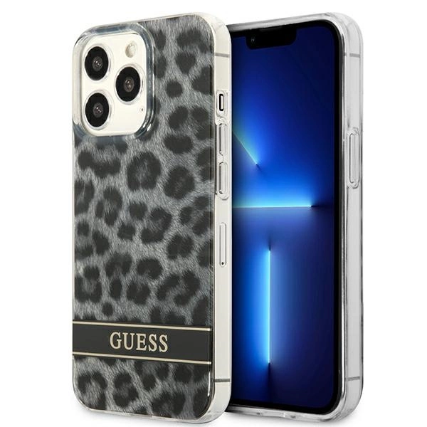 Etui Guess Leopard na iPhone 13 Pro / iPhone 13 - szare