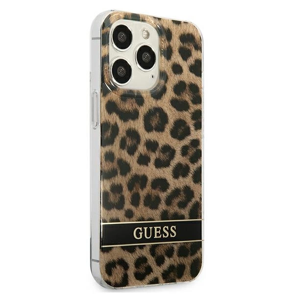 Etui Guess Leopard na iPhone 13 Pro / iPhone 13 - brązowe