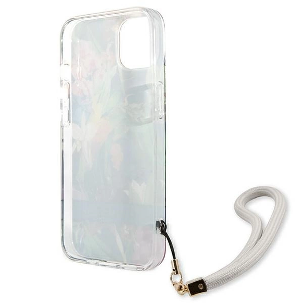 Etui Guess Flower Strap na iPhone 13 mini - niebieskie