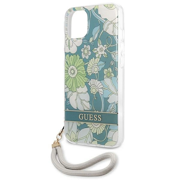 Etui Guess Flower Strap na iPhone 13 mini - zielone
