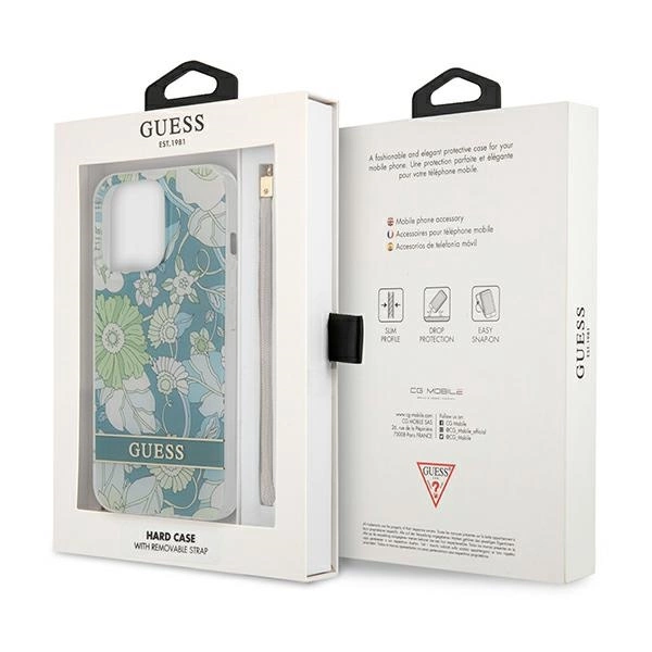 Etui Guess Flower Strap na iPhone 13 Pro Max - zielone