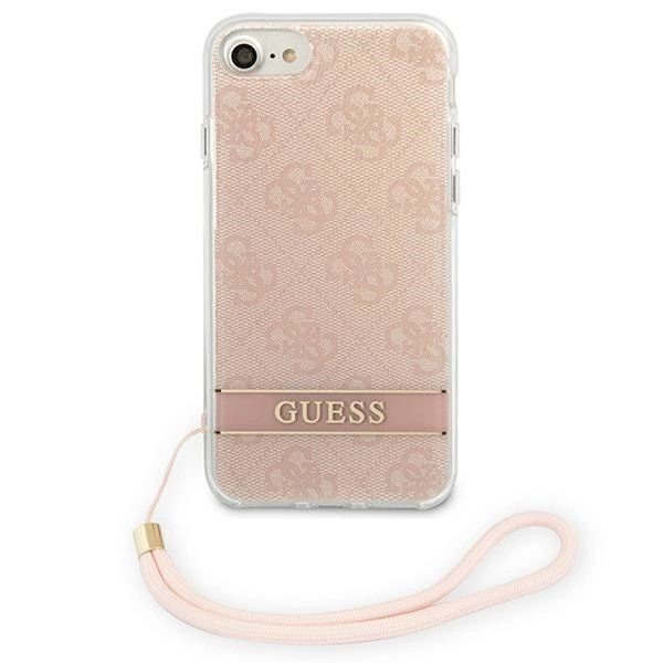 Etui Guess 4G Print Strap na iPhone SE 2022 / SE 2020 / 7 / 8 - różowe