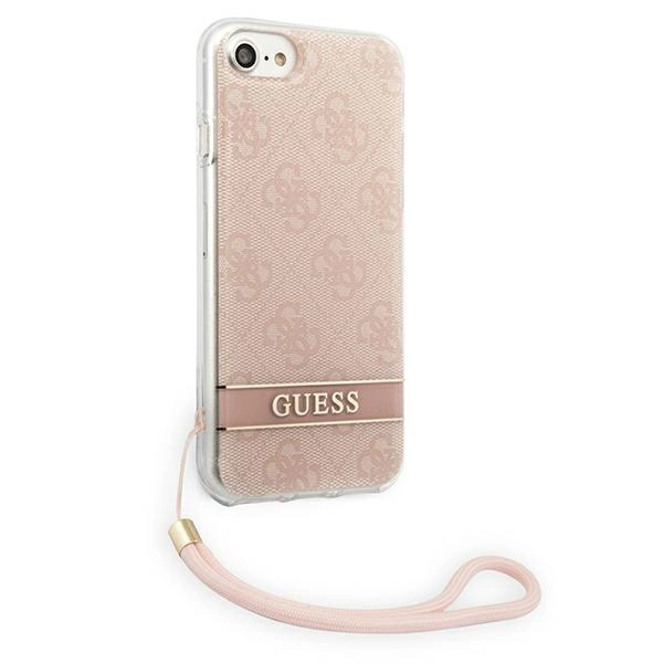 Etui Guess 4G Print Strap na iPhone SE 2022 / SE 2020 / 7 / 8 - różowe