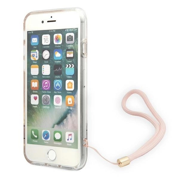 Etui Guess 4G Print Strap na iPhone SE 2022 / SE 2020 / 7 / 8 - różowe