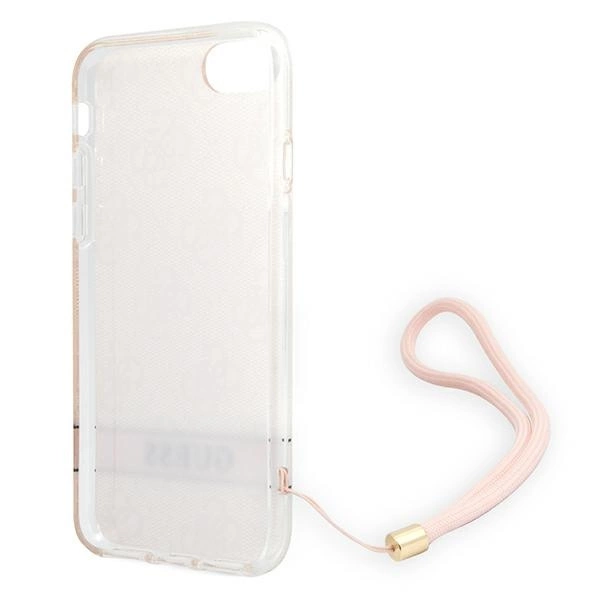 Etui Guess 4G Print Strap na iPhone SE 2022 / SE 2020 / 7 / 8 - różowe