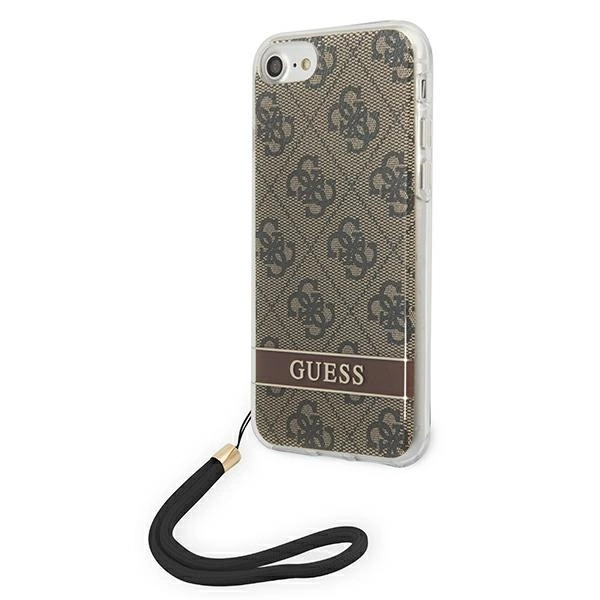 Etui Guess 4G Print Strap na iPhone SE 2022 / SE 2020 / 7 / 8 - brązowe