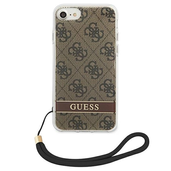 Etui Guess 4G Print Strap na iPhone SE 2022 / SE 2020 / 7 / 8 - brązowe