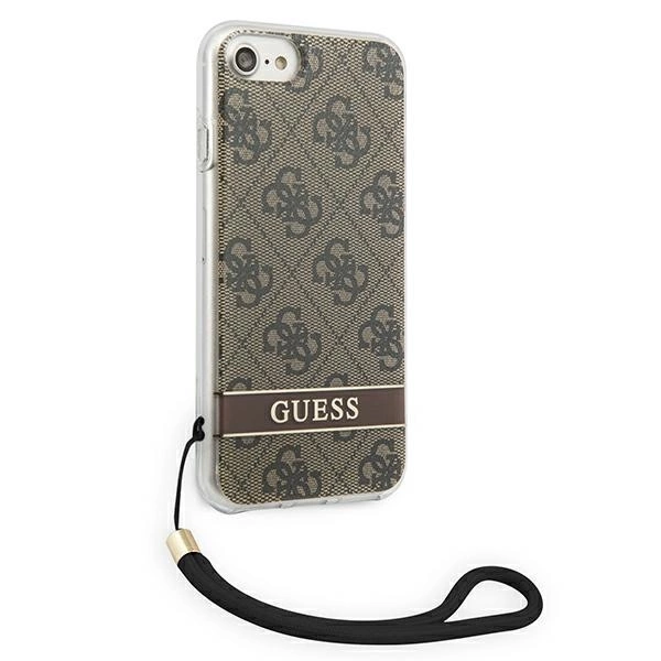 Etui Guess 4G Print Strap na iPhone SE 2022 / SE 2020 / 7 / 8 - brązowe