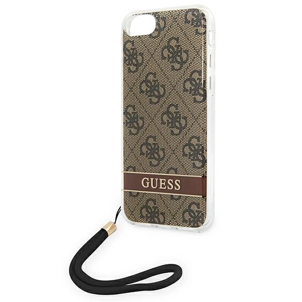 Etui Guess 4G Print Strap na iPhone SE 2022 / SE 2020 / 7 / 8 - brązowe