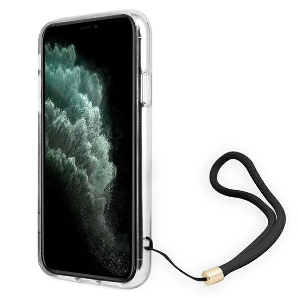 Etui Guess 4G Print Strap na iPhone 11 - brązowe