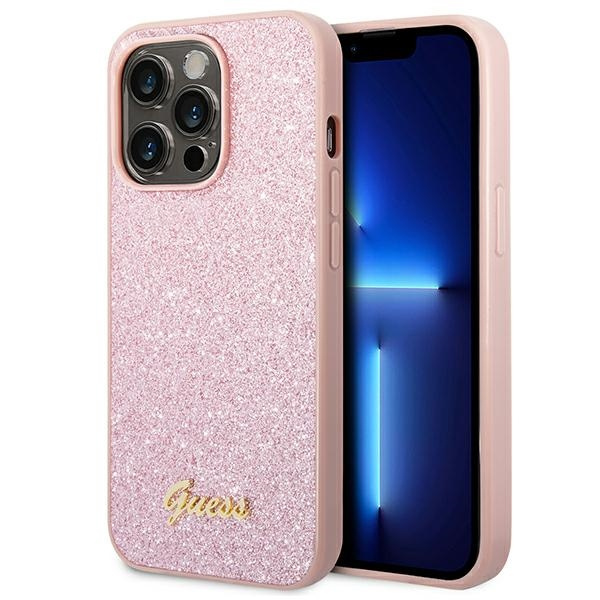 Guess GUHCP14XHGGSHP iPhone 14 Pro Max6,7" różowy/pink hard case Glitter Script