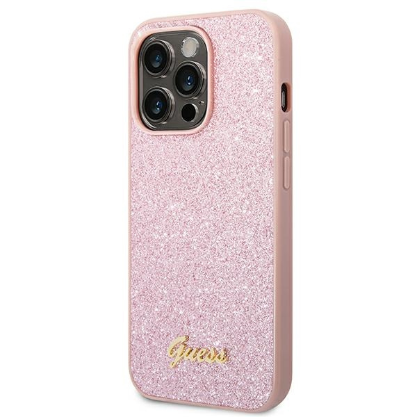 Guess GUHCP14XHGGSHP iPhone 14 Pro Max6,7" różowy/pink hard case Glitter Script