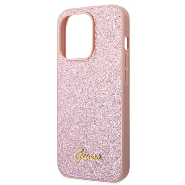 Guess GUHCP14XHGGSHP iPhone 14 Pro Max6,7" różowy/pink hard case Glitter Script