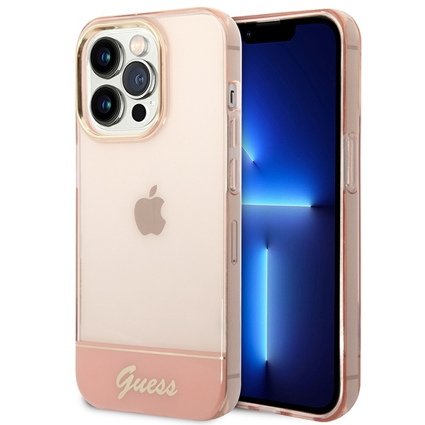 Guess GUHCP14LHGCOP iPhone 14 Pro6,1" różowy/pink hardcase Translucent