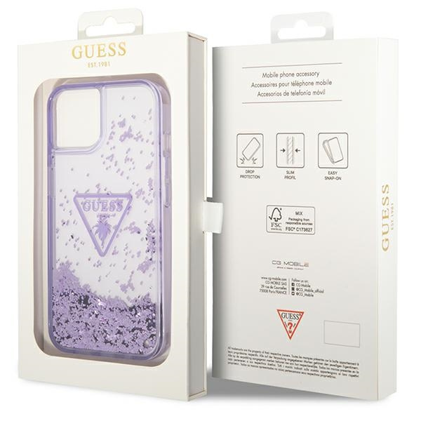 Guess GUHCP14MLFCTPU iPhone 14 Plus / 15 Plus 6.7" fioletowy/purple hardcase Liquid Glitter Palm Collection