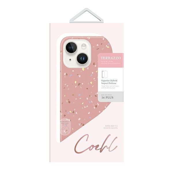 Etui Uniq Coehl Terrazzo na iPhone 14 Plus - różowe
