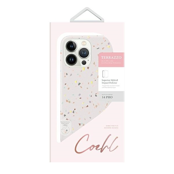 Etui UNIQ Coehl Terrazzo na iPhone 14 Pro - piaskowe