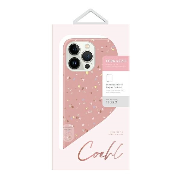 Etui UNIQ Coehl Terrazzo na iPhone 14 Pro - różowe