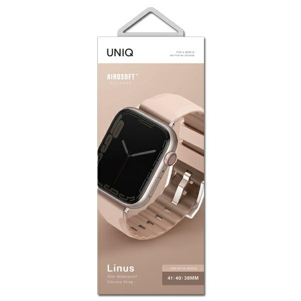 UNIQ pasek Linus Apple Watch Series 1/2/3/4/5/6/7/8/9/SE/SE2 38/40/41mm. Airosoft Silicone różowy/blush pink