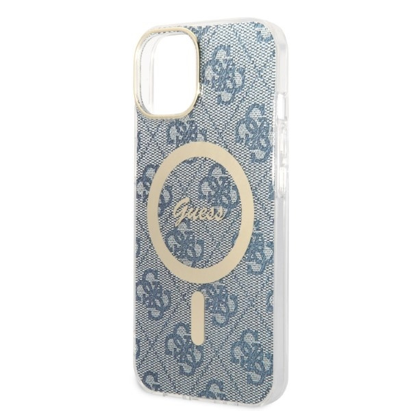 Zestaw Guess GUBPP14MH4EACSB Case+ Charger iPhone 14 Plus / 15 Plus 6.7" niebieski/blue hard case 4G Print MagSafe