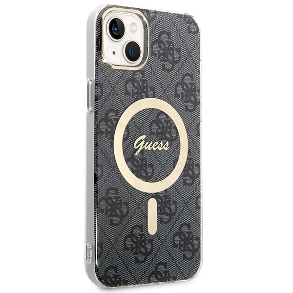 Zestaw Guess GUBPP14MH4EACSK Case+ Charger iPhone 14 Plus / 15 Plus 6.7" czarny/black hard case 4G Print MagSafe
