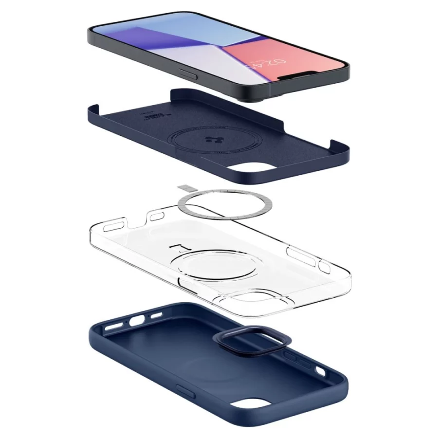 Etui Spigen Silicone Fit Mag z MagSafe na iPhone 14 Plus - niebieskie