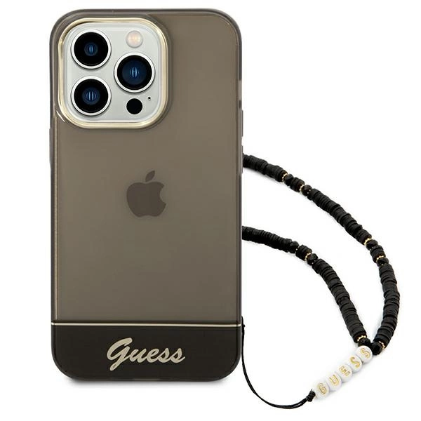 Etui Guess Translucent Pearl Strap na iPhone 14 Pro - czarne