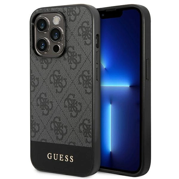 Etui Guess 4G Stripe Collection na iPhone 14 Pro Max - szare
