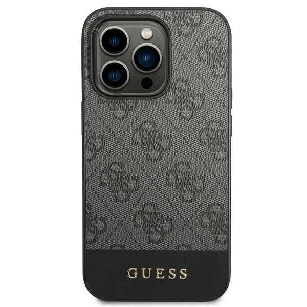 Etui Guess 4G Stripe Collection na iPhone 14 Pro Max - szare