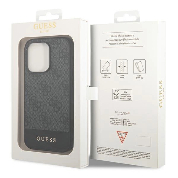 Etui Guess 4G Stripe Collection na iPhone 14 Pro Max - szare