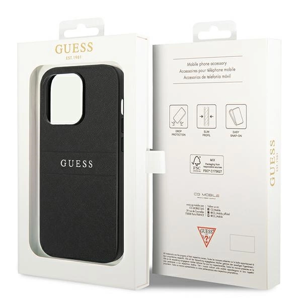 Etui Guess Saffiano Strap na iPhone 14 Pro - czarne