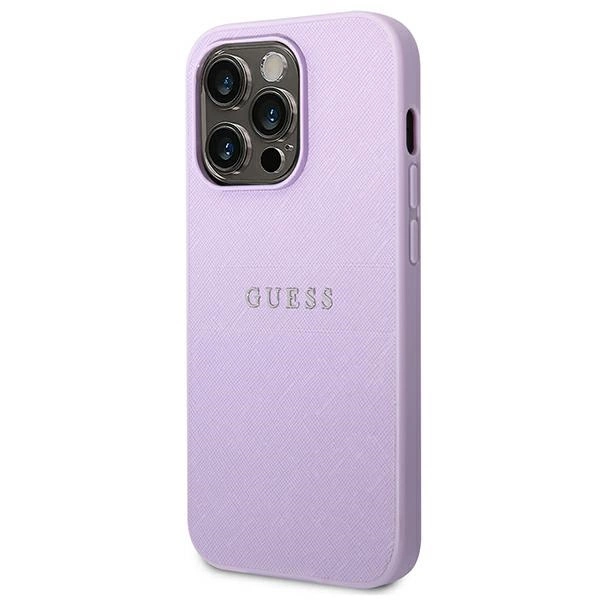 Etui Guess Saffiano Strap na iPhone 14 Pro - fioletowe